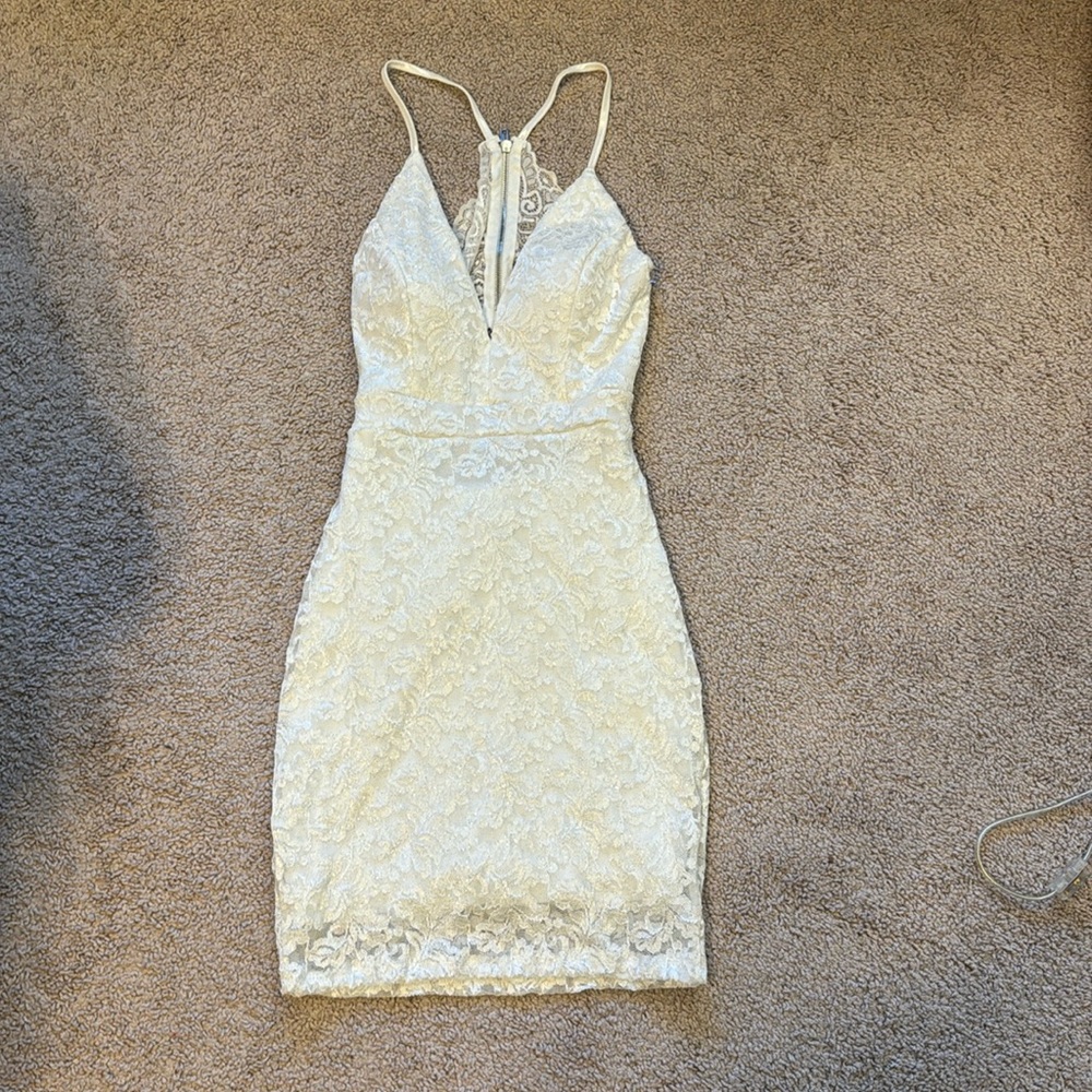 Emerald Sundae white glitter mini dress